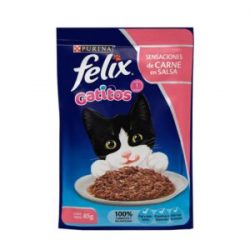 Alimento Húmedo Gatos Sensaciones de Carne en Salsa Felix x 85 g