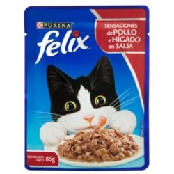 Alimento Húmedo Gatos Sensaciones de Pollo e Hígado en Salsa Felix x 85 g