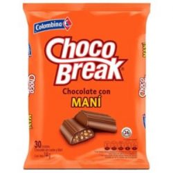 Choco Break Chocolate con Maní Colombina x 30 Und x 144 g