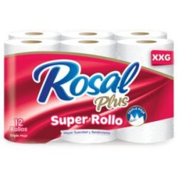 Papel Higiénico Rosal Plus Súper Rollo XXG x 12 Rollos Triple Hoja